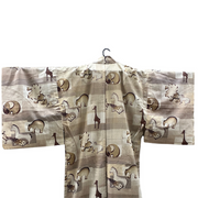 Vintage Japanese Yukata Kimono Animal Pattern Elephants Giraffes4