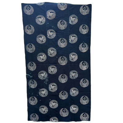 Meiji Period Japanese Indigo Katazome Cotton Fabric Crane Turtle BRKW1780