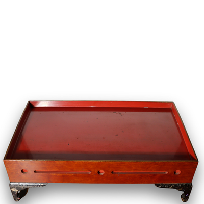 Japanese Lacquer Footed Tray Stand Mother-of-Pearl Removable Inner Tray Raden17