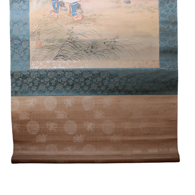 Antique Japanese Hand Painted Silk Kakemono Hanging Scroll Samurai Warrior11
