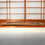 Japanese Antique Wooden Relief Panel — Geisha / Oiran Beauty with Fan Kanban12