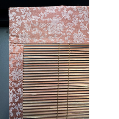 Vintage Japanese Bamboo Sudare Blinds Set of 2 Fabric Border Tassels VG42616