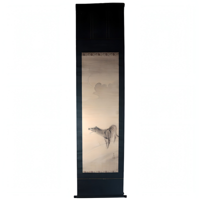 Japanese Silk Hanging Scroll Painting Oshu Nohara Wolf Awasebako2