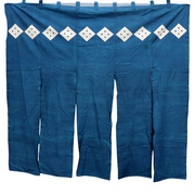 Antique Japanese Indigo Dyed Noren Curtain Large Yotsume Crest BRKW1751
