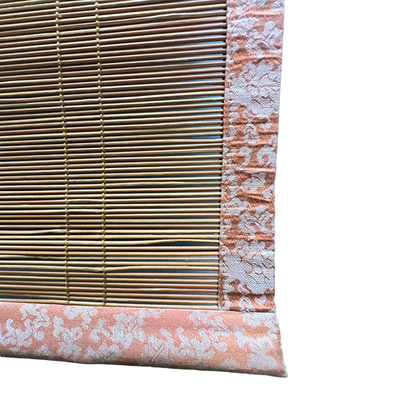 Vintage Japanese Bamboo Sudare Blinds Set of 2 Fabric Border Tassels VG42615