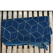 Antique Japanese Indigo Boro Sashiko Textile - Meiji / Taisho Era 155x142cm2