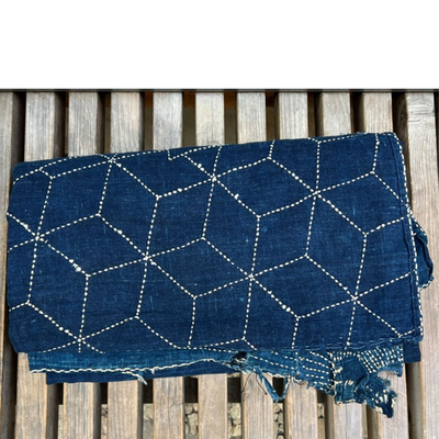Antique Japanese Indigo Boro Sashiko Textile - Meiji / Taisho Era 155x142cm2