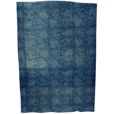Antique Japanese Boro Indigo Cotton Cloth Katazome Phoenix Motif Futon Cover3