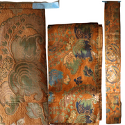Antique Japanese Buddhist Kinran Brocade Temple Banner Dynamic Dragon Motif0
