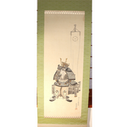 Antique Japanese Hanging Scroll Kakejiku Samurai Armor Hand Painted Silk ASO4353