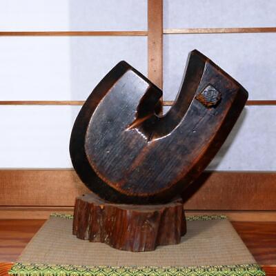 Japanese Antique wooden zelkova Jizai kagi Irori Mingei ornament WO320