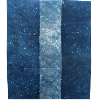 Antique Japanese Indigo Katazome Cotton Fabric Crane Turtle Chrysanthemum5