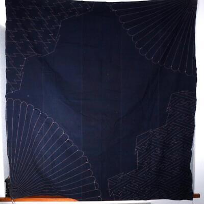 Japanese Antique Sashiko Fabric Aizome Furoshiki embroidery Boro Kire BRKW119-2