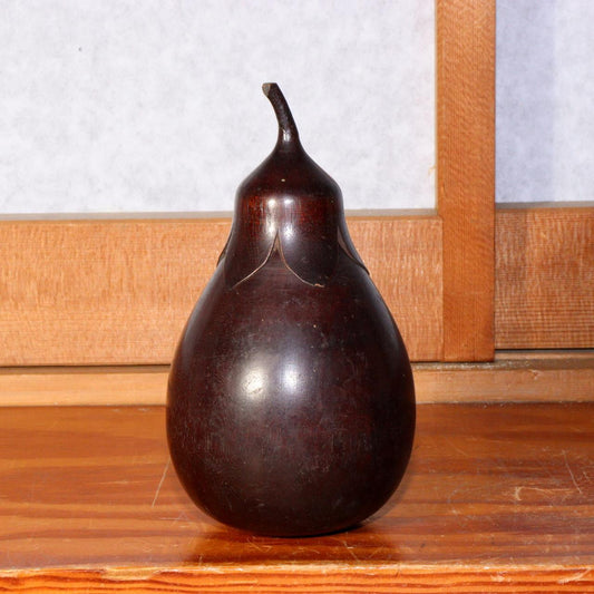 Japanese wooden Tea caddy Tea container eggplant shape Chazutsu Tea caddy WO264