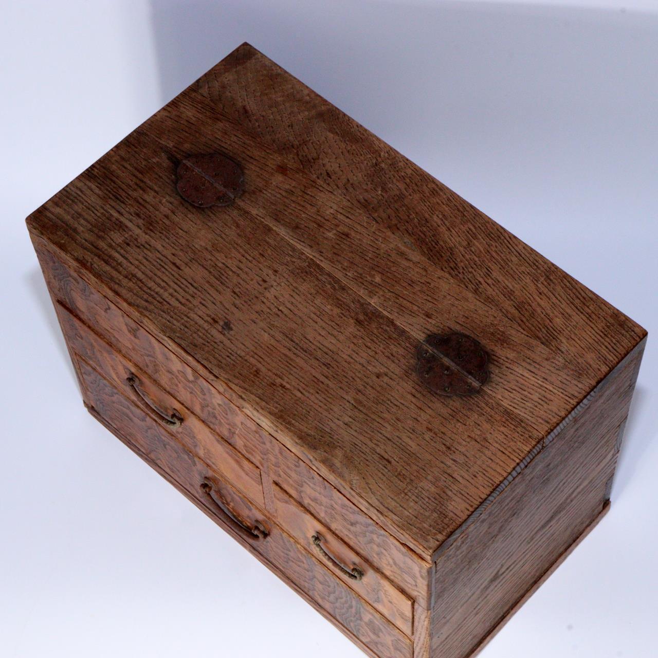 Japanese Wooden Sewing box Haribako Tansu Chest Accessory case WBX268