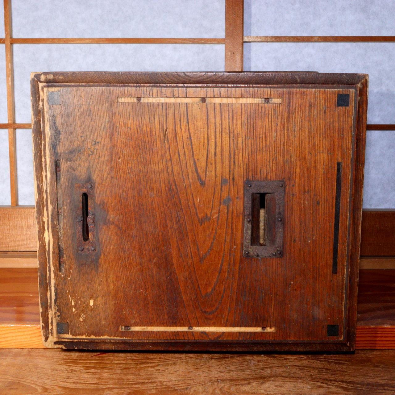 Japanese Antique Safe cash register wooden Money Box Chest drawer WBX229