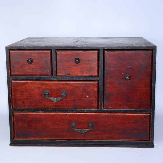 Japanese Antique wooden box chest of drawers Zenibako Funa Tansu WBX256