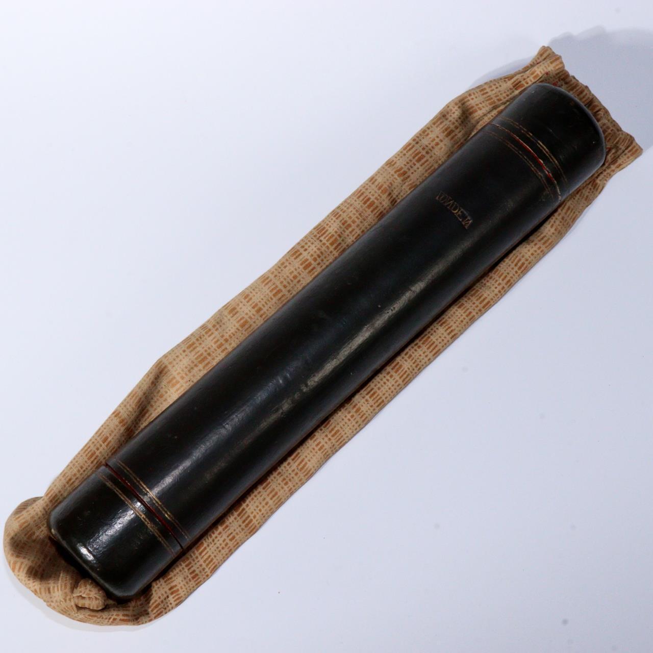 Japanese Antique Black lacquer Telescope Ikkanbari Spyglass Samurai Meiji VG358