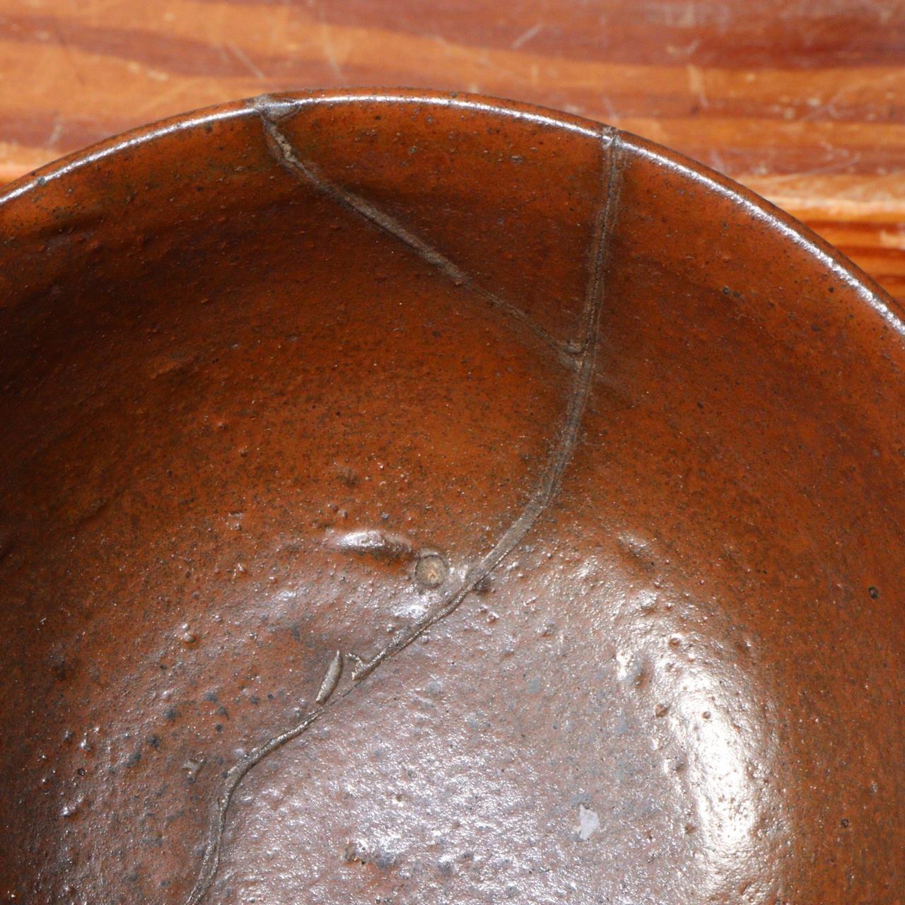 Japanese Antique Karatsu ware Tea Bowl Pottery Takatori persimmon-glazed PCP199