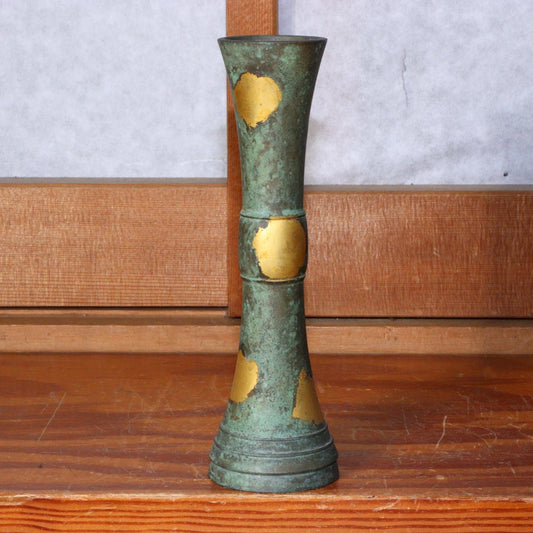 Japanese Bronze Vase flower Hata zoroku standing drum type signed BV520