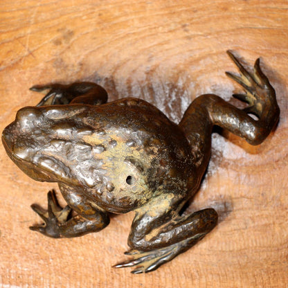 Antique Bronze Frog Gama sennin Nagoshi Family Ornament Japanese Toko-oki BOS819