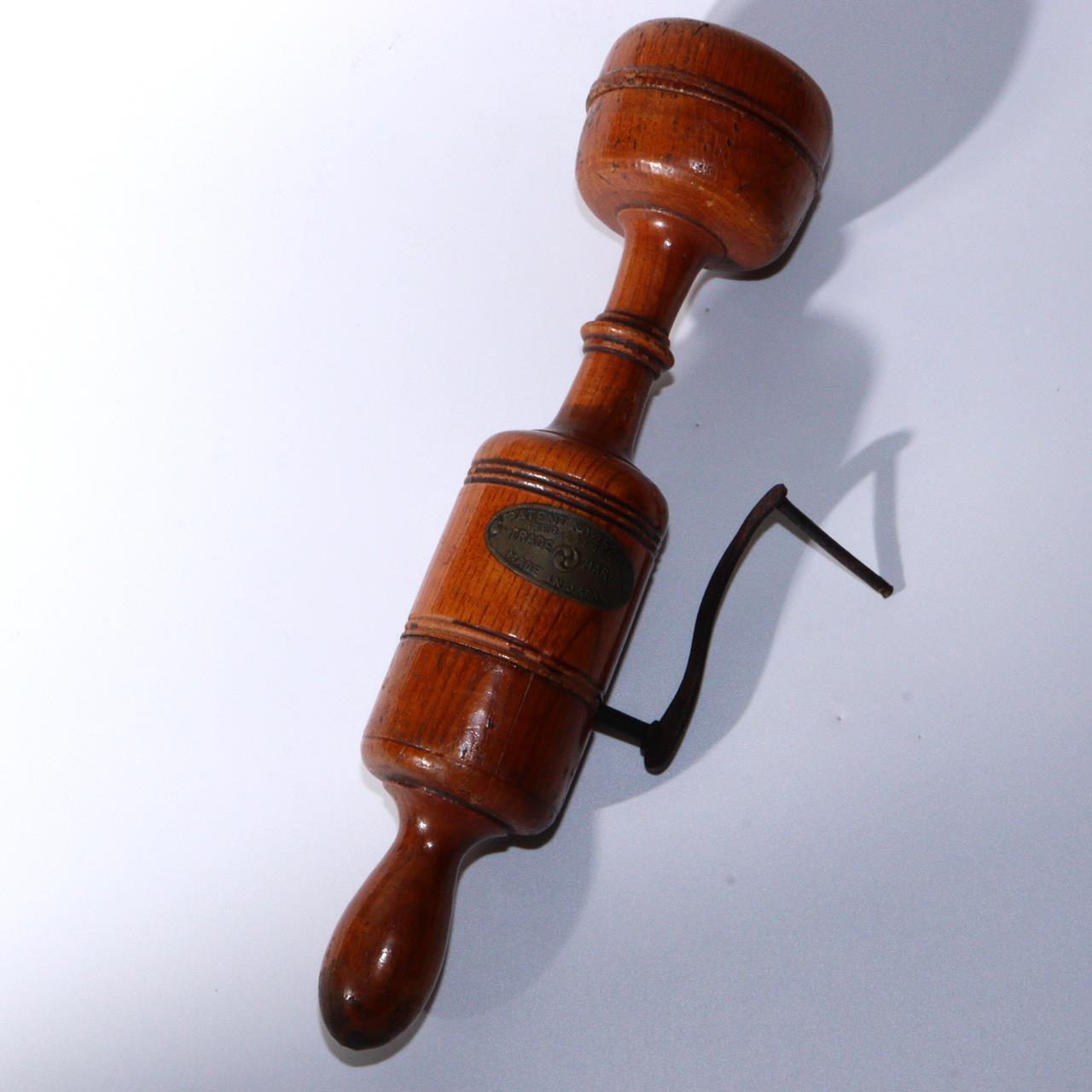 Japanese Vintage Wooden Hand Crank Vibrator Massager Manual Showa stylish VG342