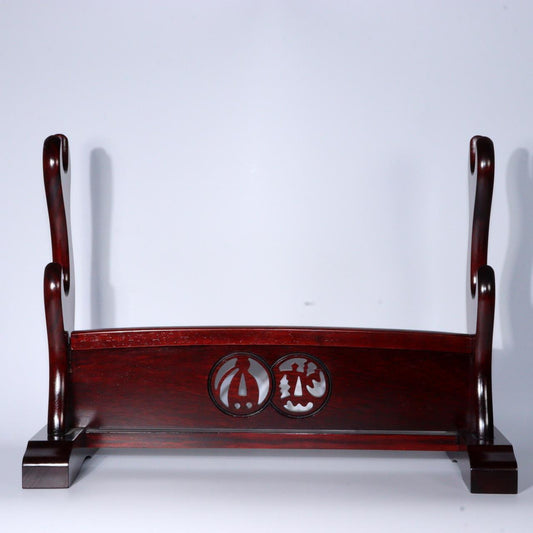 Japanese vintage wooden Sword Rack Stand Two swords Rosewood SWR341