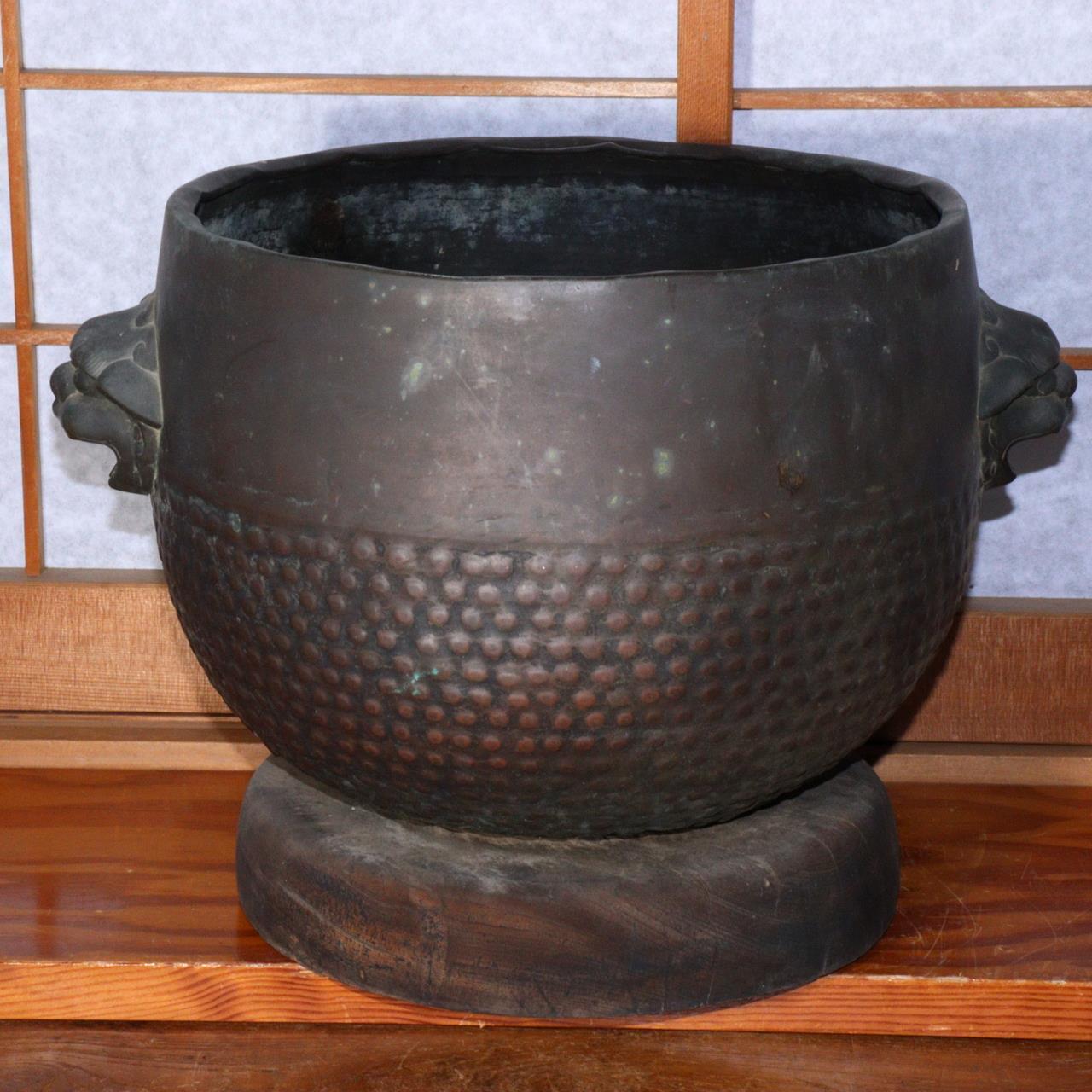 Japanese Antique Bronze temple Orin bell shaped Hibachi brazier Buddhism BOS799