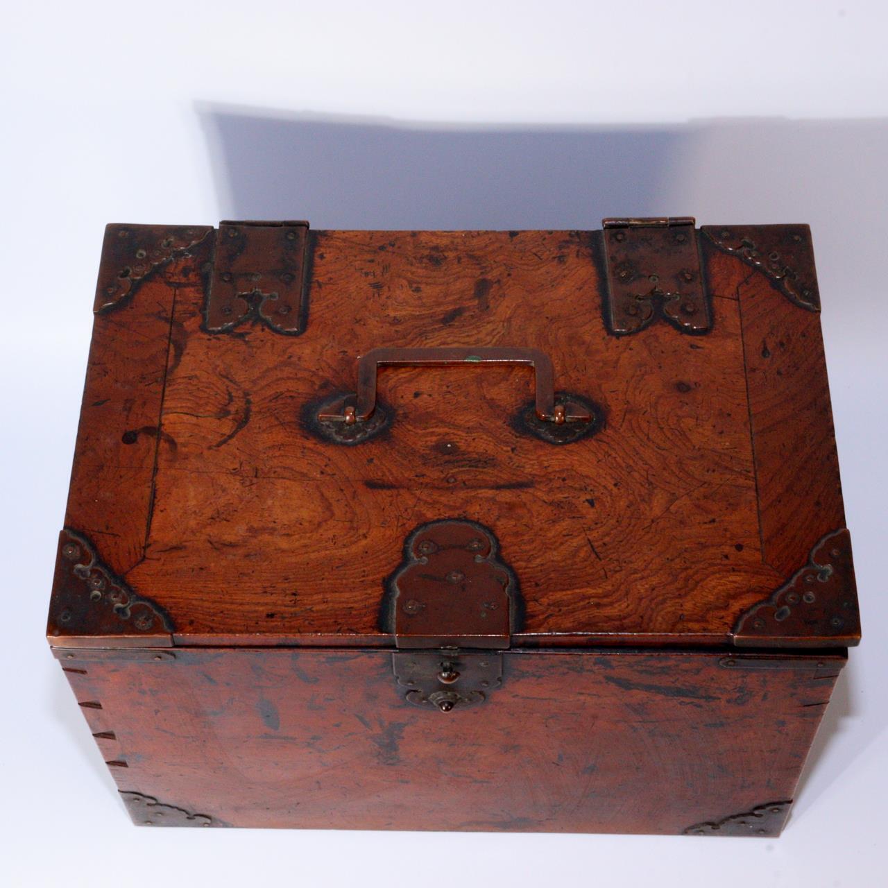 Japanese Antique wooden Suzuribako inkstone box Funa Tansu Meiji WBX263