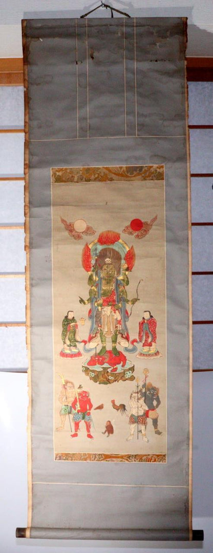 Japanese Kakejiku hanging scroll Buddhist Art Emakimono of Shōmen Kongō  ASO358