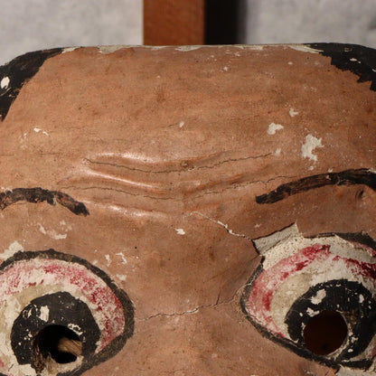 Japanese Antique wooden Hyottoko Noh mask Kyogen Kagura mask w / bag MSK448