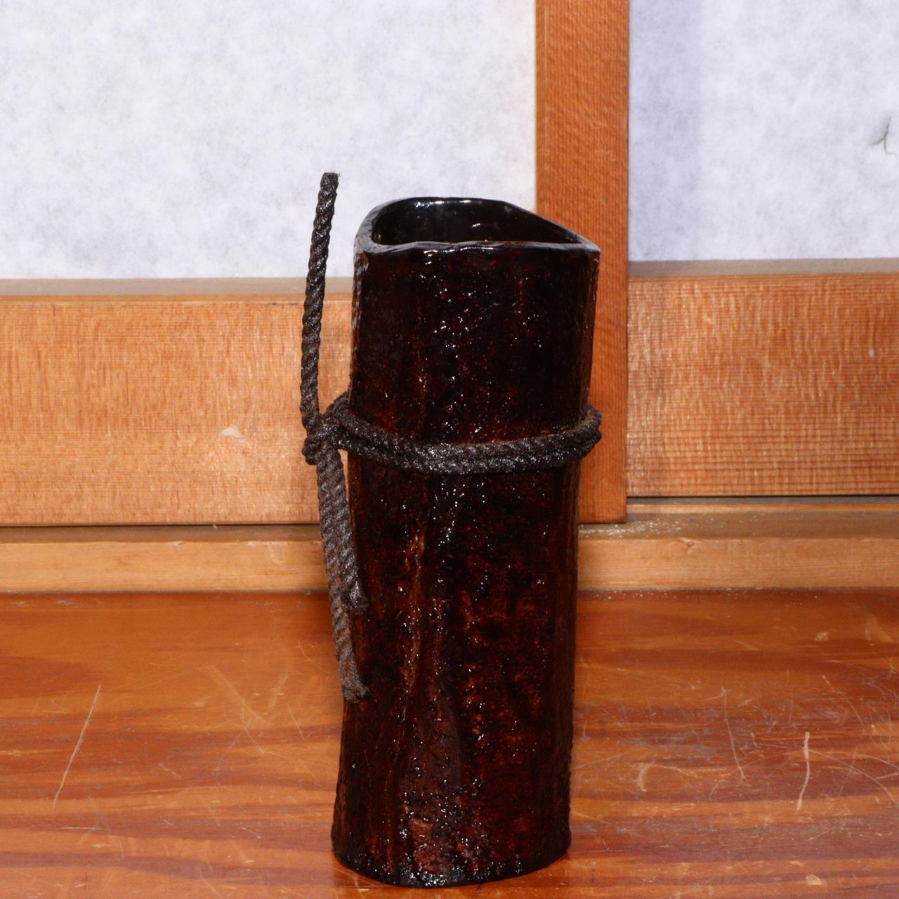 Japanese Wajima nuri lacquerware flower vase Bucket Artist's work KG45