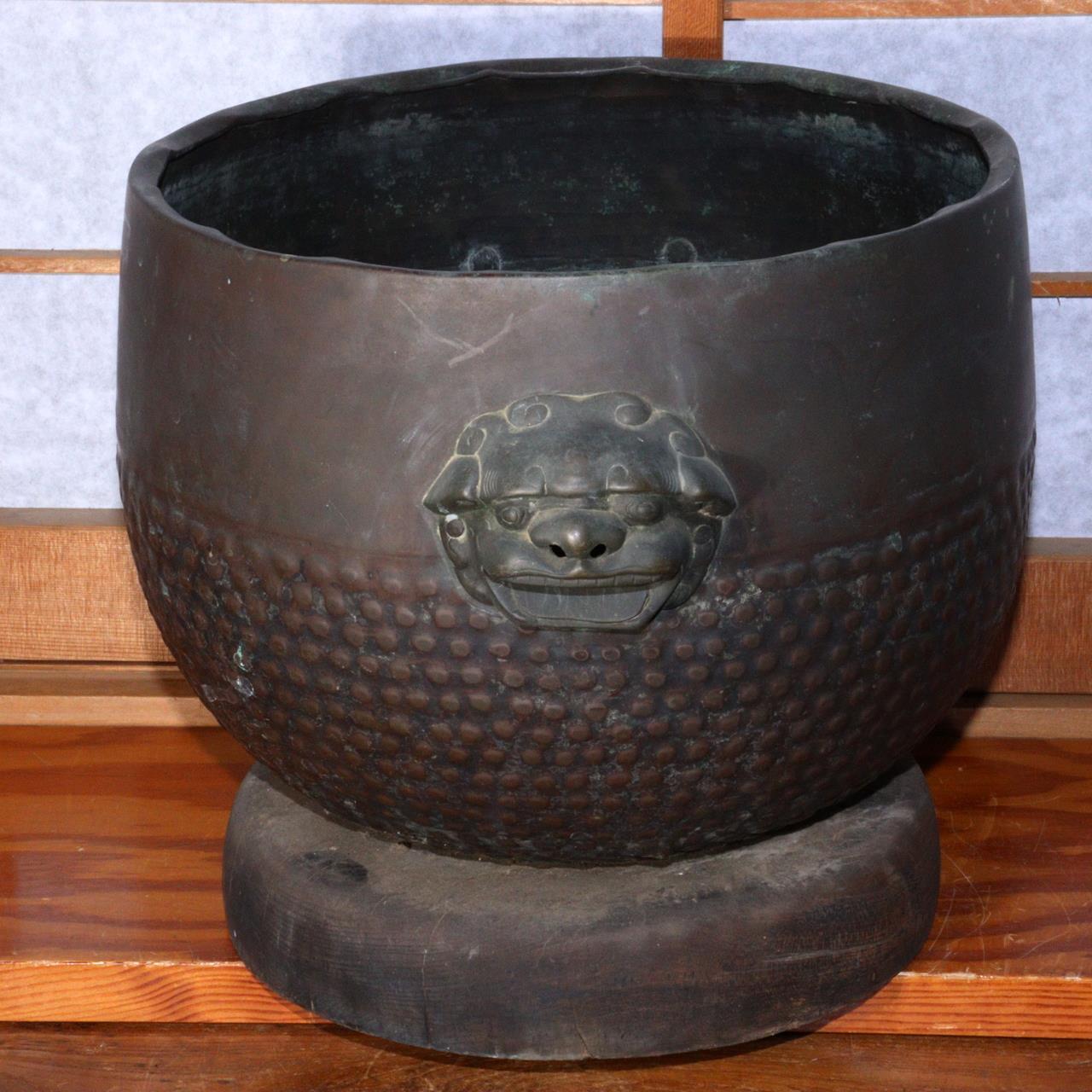 Japanese Antique Bronze temple Orin bell shaped Hibachi brazier Buddhism BOS799