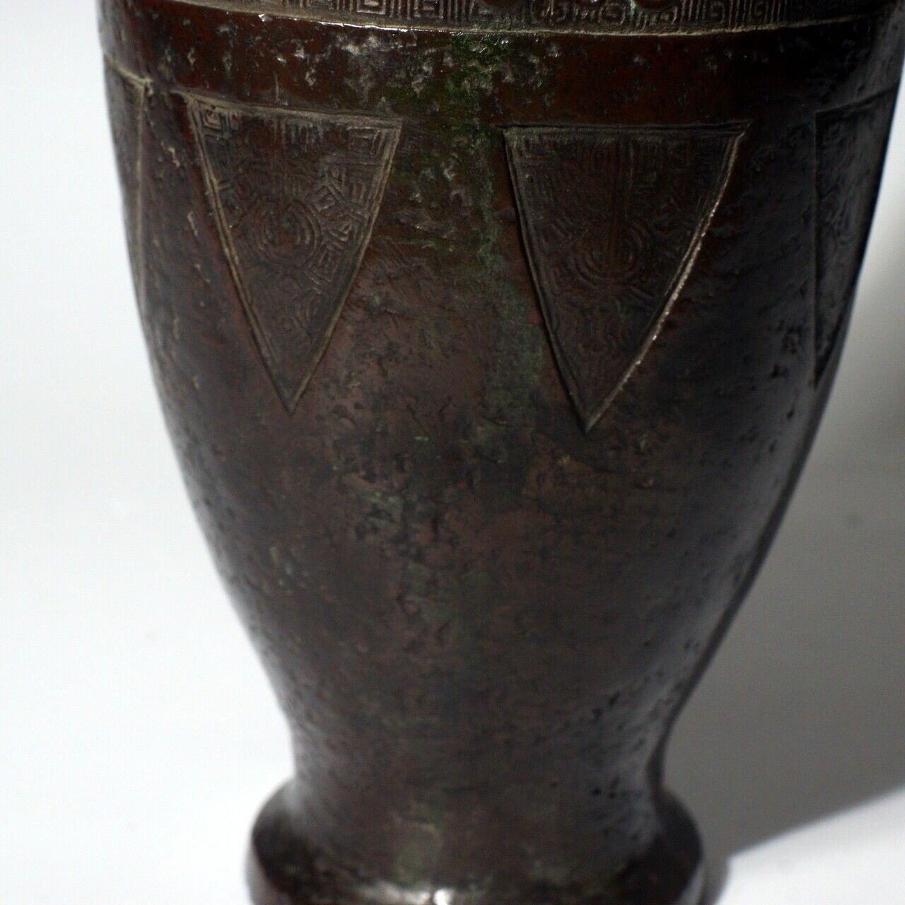 Authentic Ming dynasty Antique Bronze Flower vase Ornate Symbolic Chinese BV529