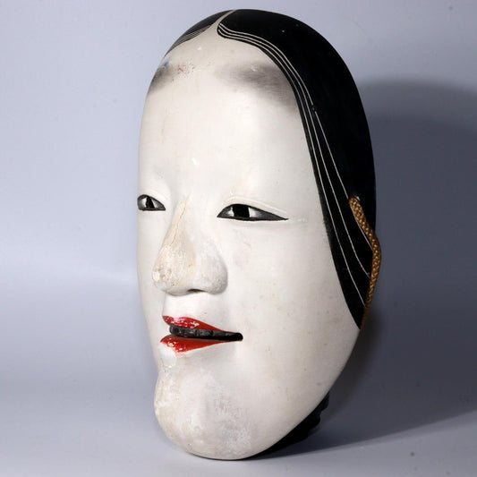 Japanese Vintage wooden Ko-Omote Female Noh mask Okame signed Koomote MSK497