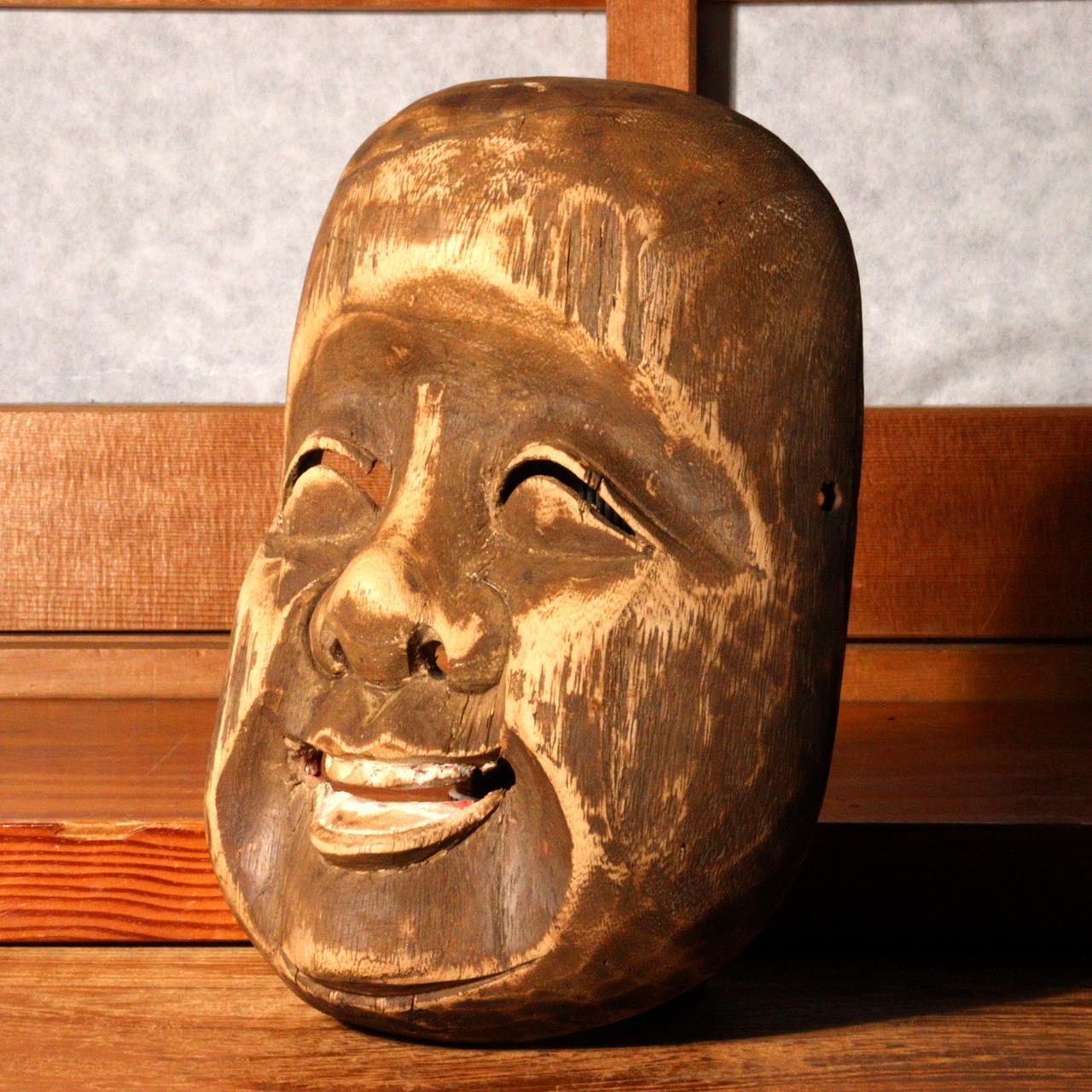 Japanese Antique wooden Noh mask Kyogen Edo Period MSK454