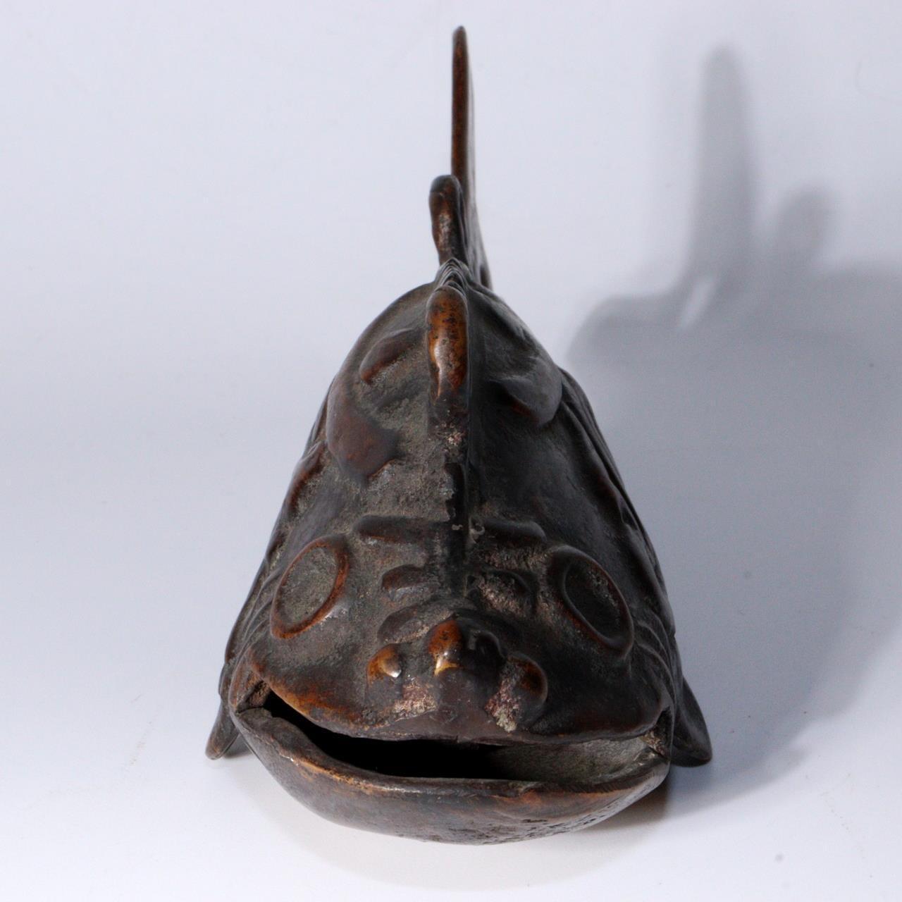 Japanese Antique copper catfish shape Bell ornament Zen Temple Ōbaku-shū BOS837