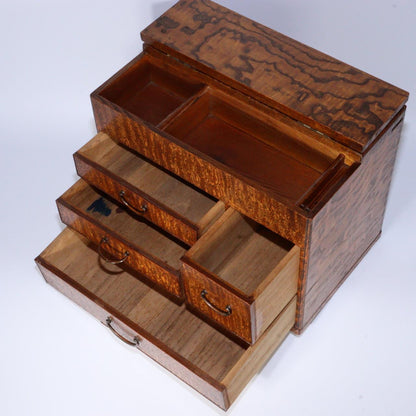 Japanese Wooden Sewing box Haribako Tansu Chest Accessory case WBX269