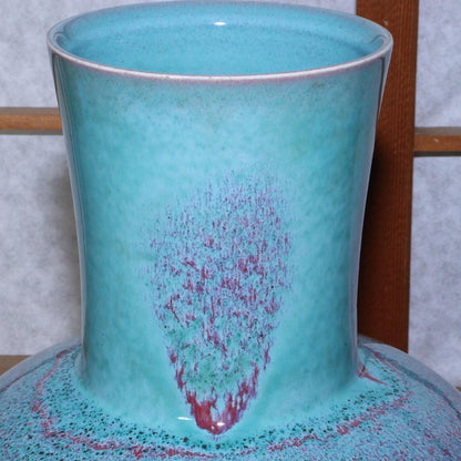 Hitoshi Nakajima Japanese jade glaze vase signed porcelain ceramic w box PV218