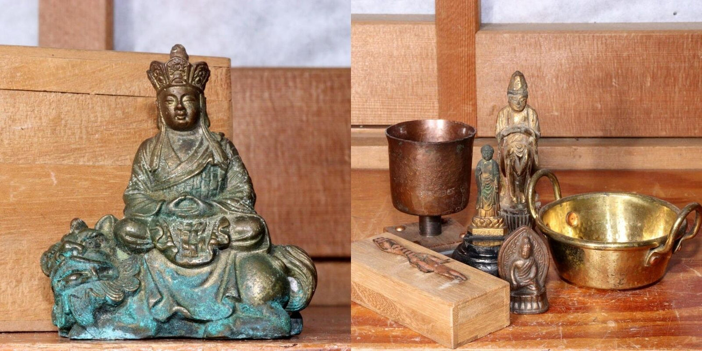 Japanese Seven Items  Antique Bronze Buddhism Buddha statue etc BOS825