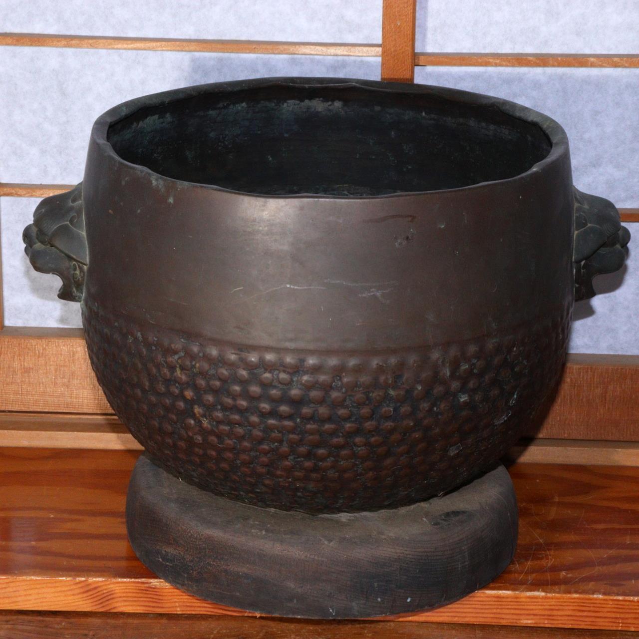 Japanese Antique Bronze temple Orin bell shaped Hibachi brazier Buddhism BOS799