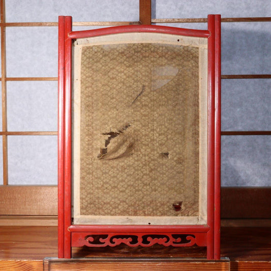 Japanese Antique Red Lacquered wooden hanging lantern Andon Lamp VG260