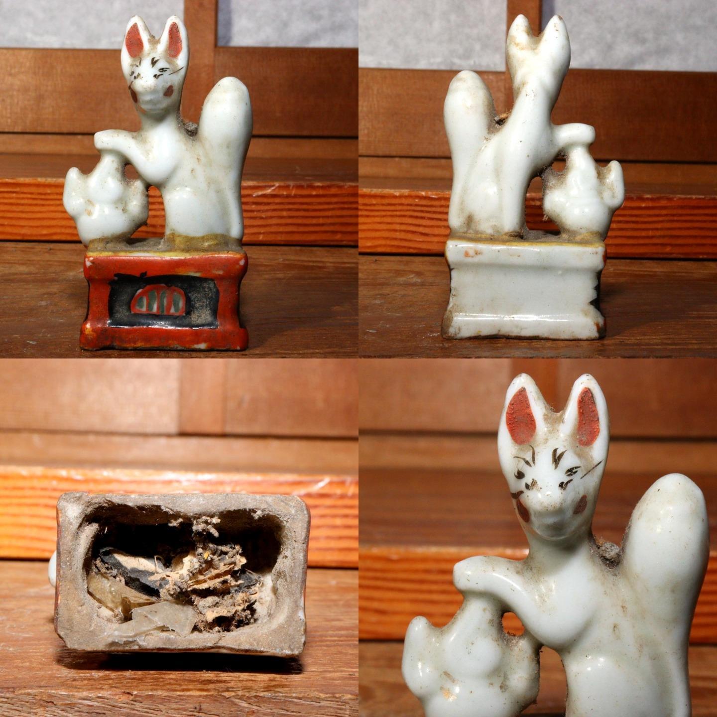 Japanese pottery Wood clay Buddha statue Ebisu Daikoku Inari Fox ornament WB171