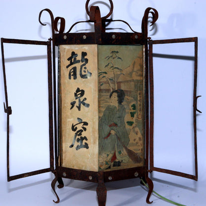 Japanese Iron Hexagonal Hanging lantern Andon Lamp temple Buddhism BOS858