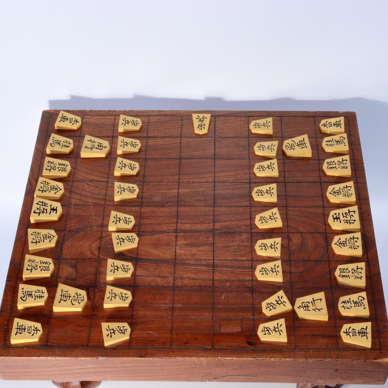 Japanese Vintage wooden shogi piece Go game boards Igo Chess WO347