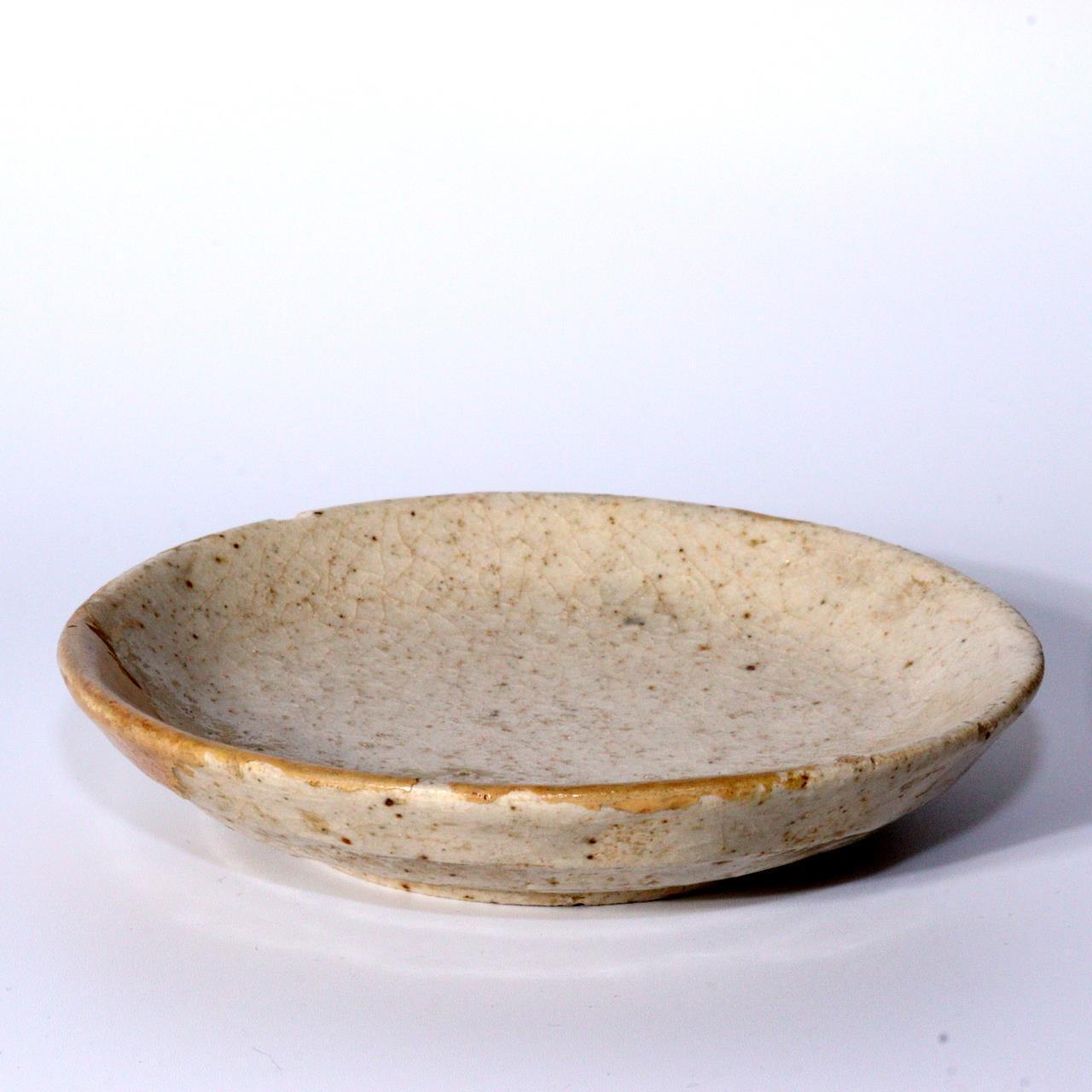 Japanese Antique Shino ware small plate Pottery Ceramic Early Edo Period