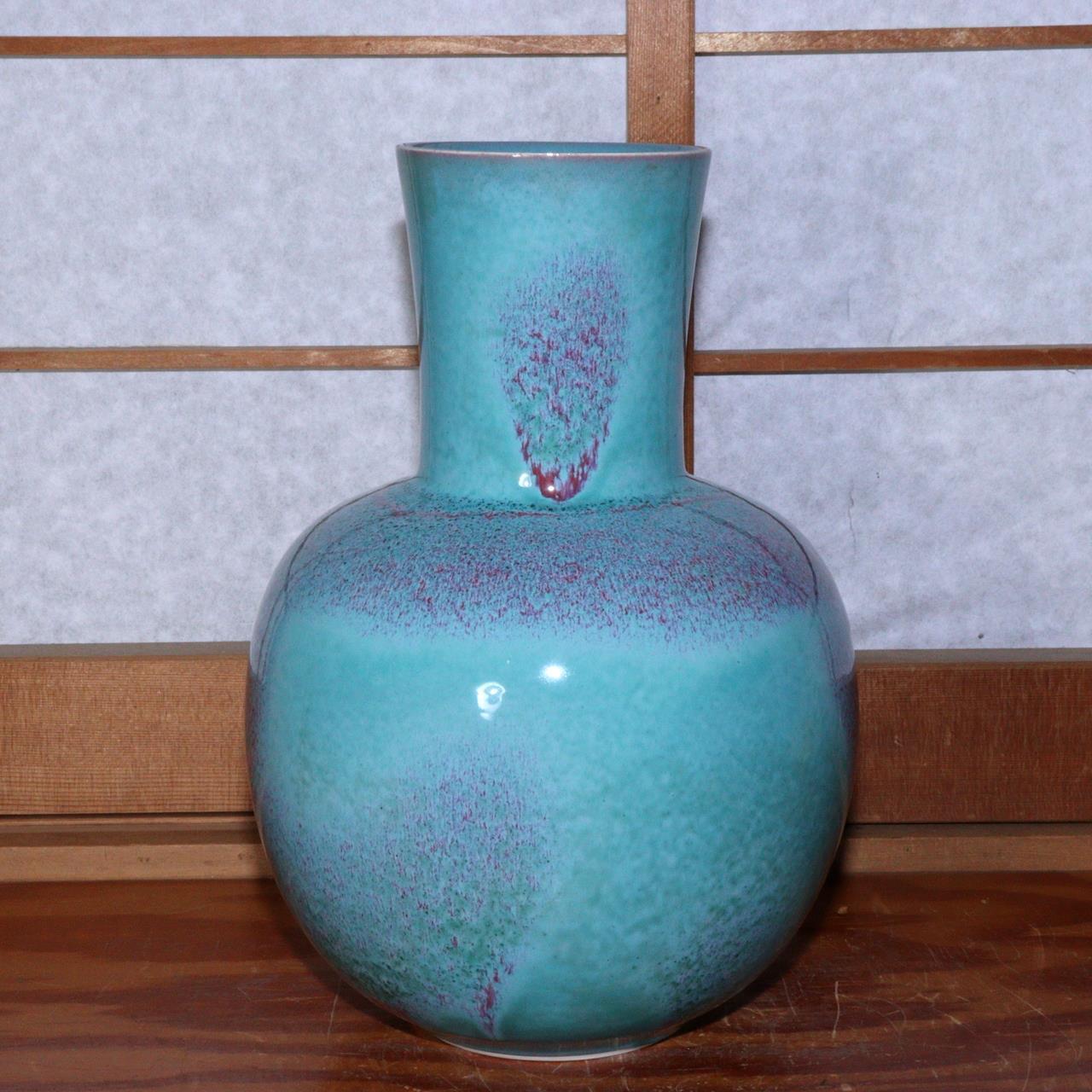 Hitoshi Nakajima Japanese jade glaze vase signed porcelain ceramic w box PV218