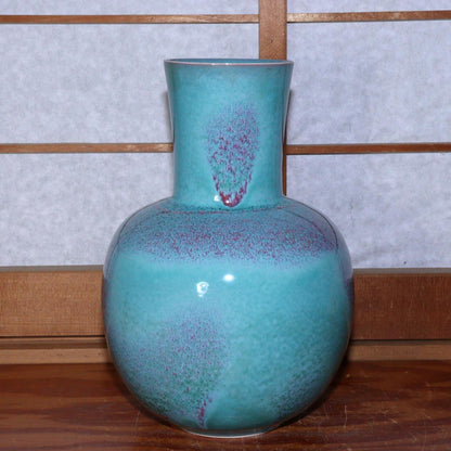 Hitoshi Nakajima Japanese jade glaze vase signed porcelain ceramic w box PV218