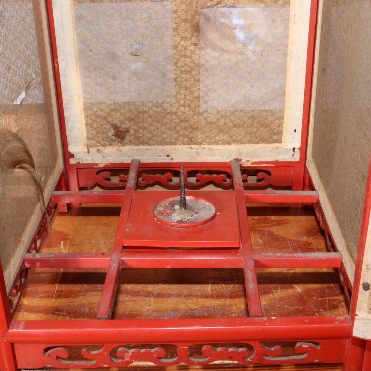 Japanese Antique Red Lacquered wooden hanging lantern Andon Lamp VG260