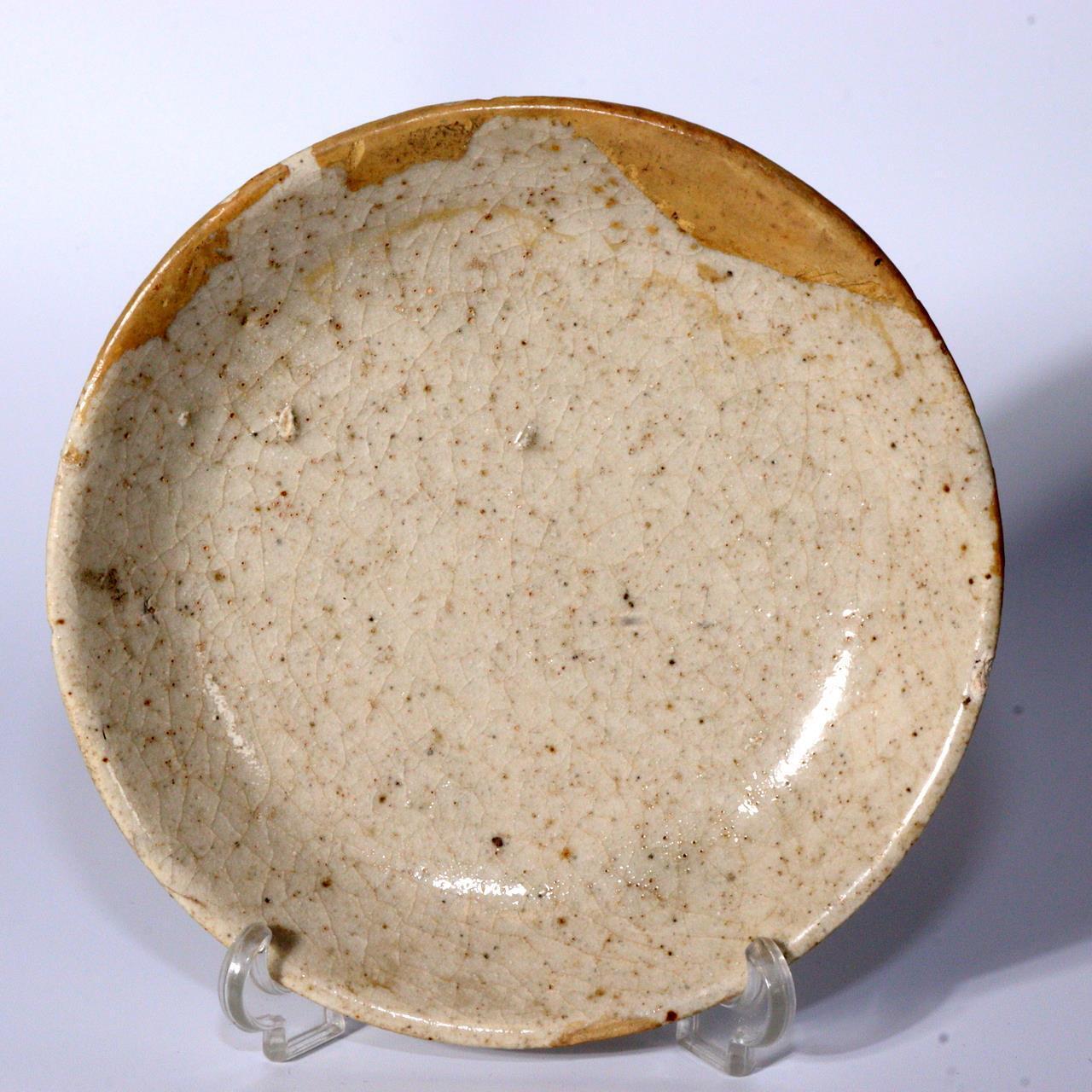 Japanese Antique Shino ware small plate Pottery Ceramic Early Edo Period